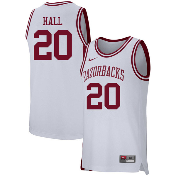 Men #20 Darious Hall Arkansas Razorbacks College Basketball 39:39Jerseys Sale-White